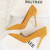 BIGTREE Pantofi din piele intoarsa pantofi femei 2023 noi tocuri la moda sexy pantofi de petrecere pantofi stiletto dama pantofi femei cu toc plus marimea 42 43