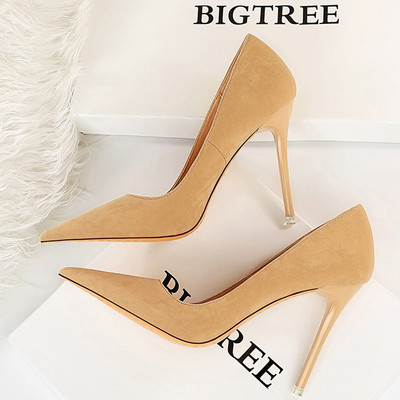 BIGTREE Pantofi din piele intoarsa pantofi femei 2023 noi tocuri la moda sexy pantofi de petrecere pantofi stiletto dama pantofi femei cu toc plus marimea 42 43