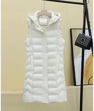 2023, nou, toamnă iarnă, jumătate-lung, din bumbac, vestă pentru femei, haină solidă cu glugă, fără mâneci, vestă ocazională, jachetă pentru femei