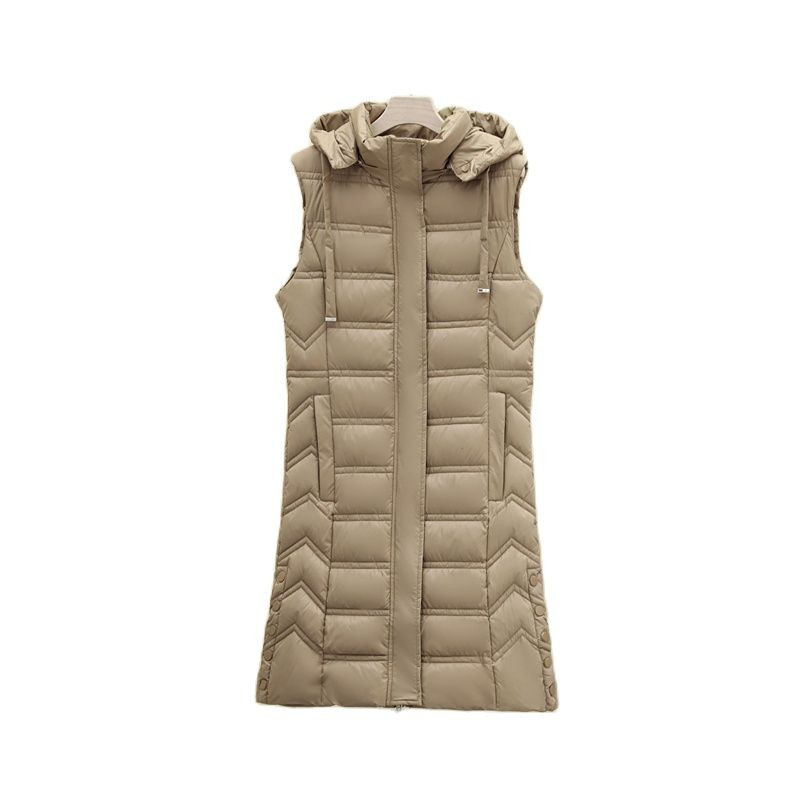 2023, nou, toamnă iarnă, jumătate-lung, din bumbac, vestă pentru femei, haină solidă cu glugă, fără mâneci, vestă ocazională, jachetă pentru femei
