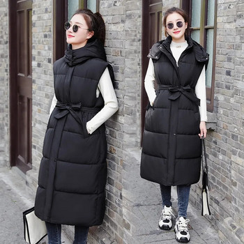 2023 Νέο γυναικείο γιλέκο πουπουλένιο βαμβακερό γιλέκο Φθινοπωρινό χειμωνιάτικο μπουφάν Thicken Φαρδύ μακρύ παλτό Γυναικείο αμάνικο γιλέκο Snow Ρούχα