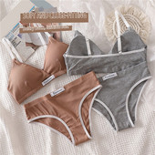 Komplet grudnjaka od 2 komada, seksi gaćice, gaćice niskog struka, bežični grudnjak bez leđa, donje rublje, grudnjak, ženski pamučni donji rublje