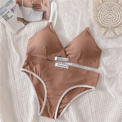 Komplet grudnjaka od 2 komada, seksi gaćice, gaćice niskog struka, bežični grudnjak bez leđa, donje rublje, grudnjak, ženski pamučni donji rublje