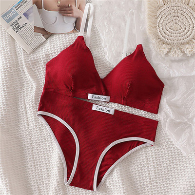 Komplet grudnjaka od 2 komada, seksi gaćice, gaćice niskog struka, bežični grudnjak bez leđa, donje rublje, grudnjak, ženski pamučni donji rublje