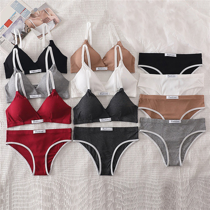 Komplet grudnjaka od 2 komada, seksi gaćice, gaćice niskog struka, bežični grudnjak bez leđa, donje rublje, grudnjak, ženski pamučni donji rublje