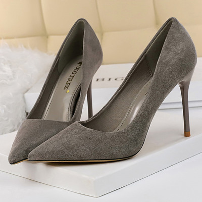 BIGTREE Pantofi Femei Tocuri 9 Cm Toc de piele intoarsa femei Pompi varf ascutit Toc inalt Stiletto Pantofi de petrecere Pantofi de nunta la moda Marime mare 43