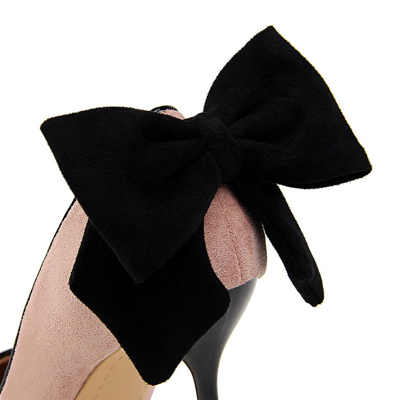 BIGTREE Pantofi Bowknot Femei Pompe Stiletto Toc înalt Din piele intoarsa Pantofi pentru femei Pantofi de nunta de moda Designer Noi Tocuri ascuțite pentru femei