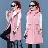 Oversize Γυναικείο Φθινοπωρινό Χειμερινό Μπουφάν Νέο Fleece Βαμβακερό γιλέκο Μπουφάν με κουκούλα Parker Γυναικείο παλτό Αμάνικο γιλέκο Chaleco Mujer