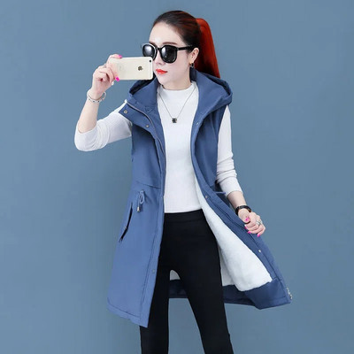 Oversize Γυναικείο Φθινοπωρινό Χειμερινό Μπουφάν Νέο Fleece Βαμβακερό γιλέκο Μπουφάν με κουκούλα Parker Γυναικείο παλτό Αμάνικο γιλέκο Chaleco Mujer