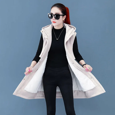 Oversize Γυναικείο Φθινοπωρινό Χειμερινό Μπουφάν Νέο Fleece Βαμβακερό γιλέκο Μπουφάν με κουκούλα Parker Γυναικείο παλτό Αμάνικο γιλέκο Chaleco Mujer