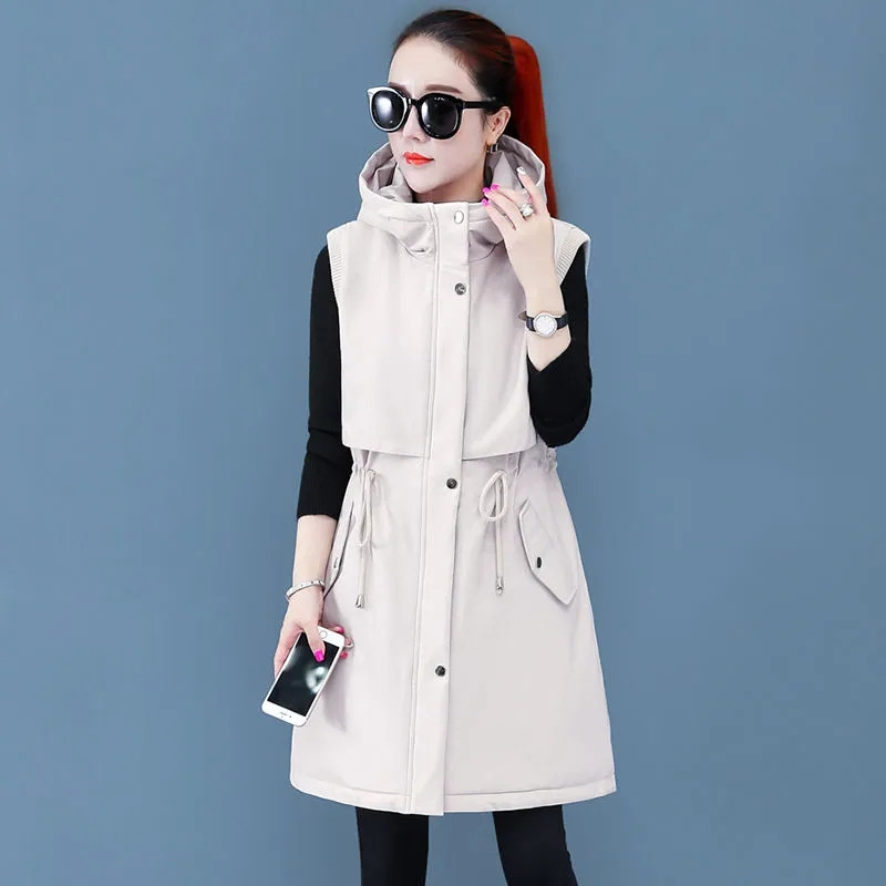 Oversize Γυναικείο Φθινοπωρινό Χειμερινό Μπουφάν Νέο Fleece Βαμβακερό γιλέκο Μπουφάν με κουκούλα Parker Γυναικείο παλτό Αμάνικο γιλέκο Chaleco Mujer