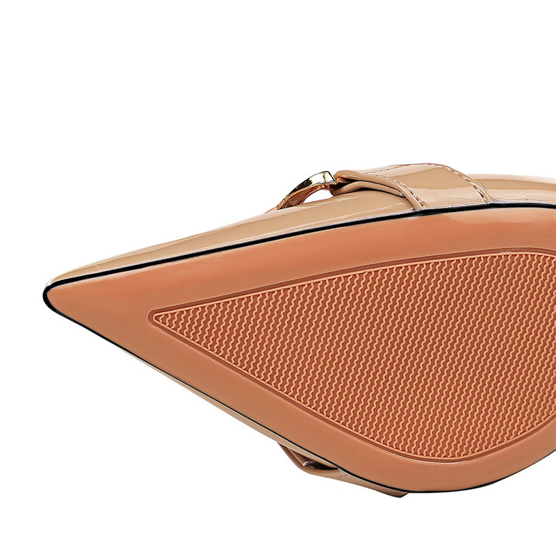 BIGTREE Pantofi cu butoane metalice femei pantofi din piele lăcuită Tocuri înalte luxoase pantofi sexy de petrecere cu tocuri stiletto dame mărime mare 43