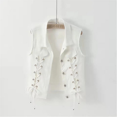 2023, primăvară, toamnă, vestă de blugi pentru femei, vestă, vestă, albă, neagră, pentru femei, jachetă scurtă, fără mâneci, haină pentru femei, S-5XL