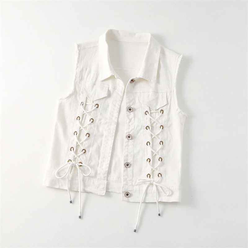 2023, primăvară, toamnă, vestă de blugi pentru femei, vestă, vestă, albă, neagră, pentru femei, jachetă scurtă, fără mâneci, haină pentru femei, S-5XL