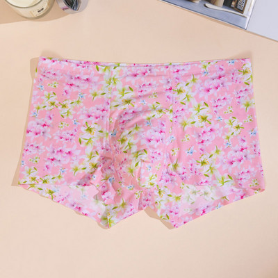 Nauji internetu Vyriški Ice Silk Flora apatiniai Besiūliai Seksualūs Vyriški Bokseriai Šortai Vyriški Itin plonos kvėpuojančios kelnaitės Kelnaitės apatinės kelnaitės