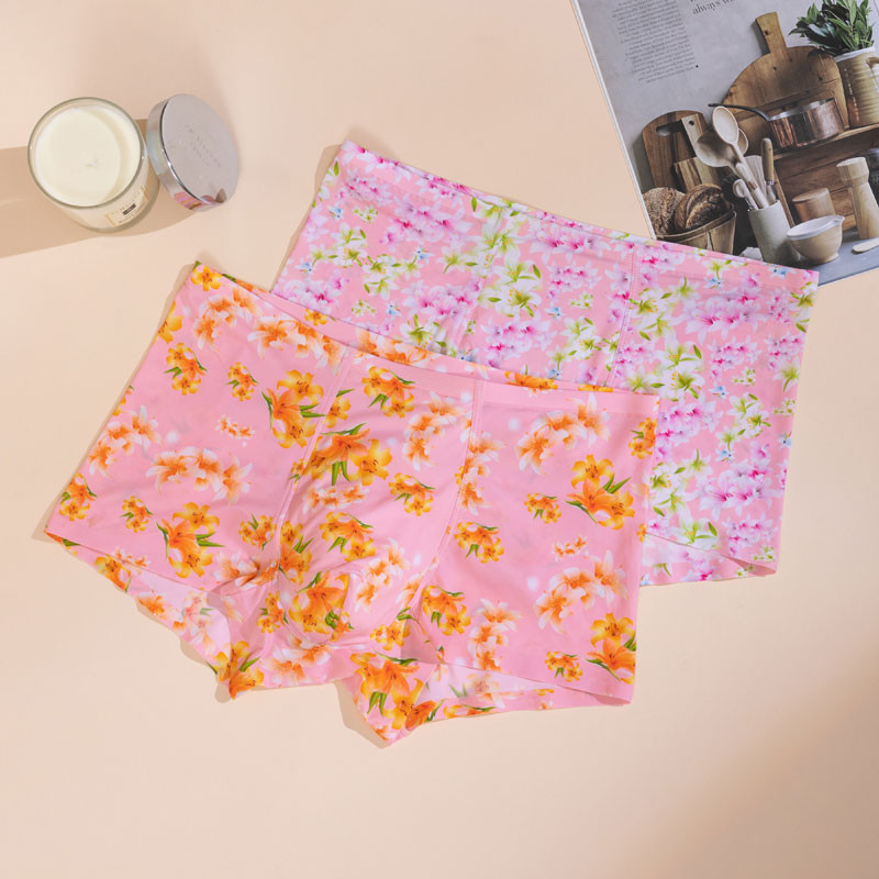 Nauji internetu Vyriški Ice Silk Flora apatiniai Besiūliai Seksualūs Vyriški Bokseriai Šortai Vyriški Itin plonos kvėpuojančios kelnaitės Kelnaitės apatinės kelnaitės