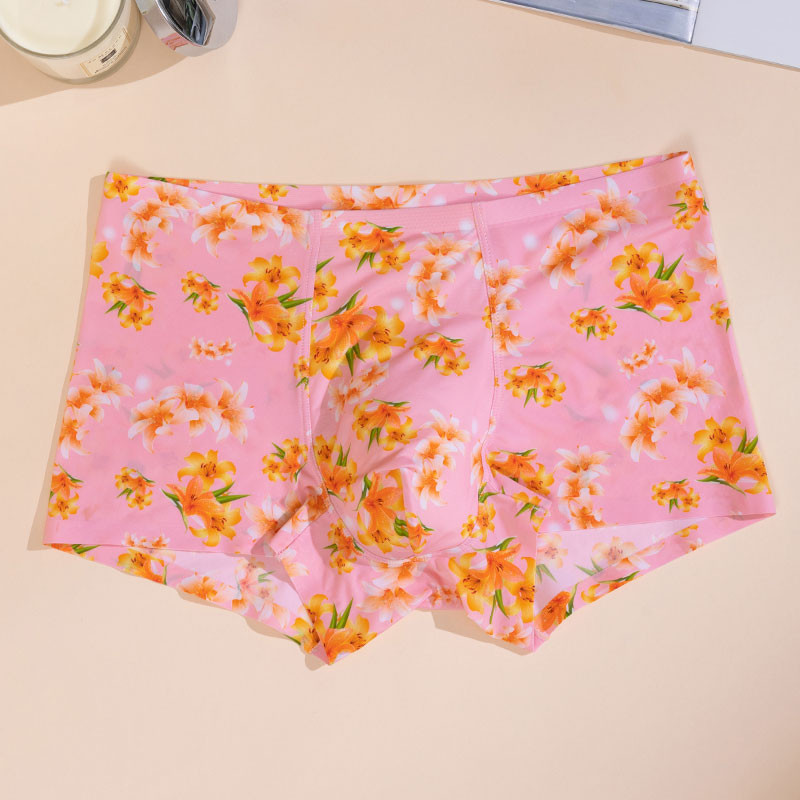 Nauji internetu Vyriški Ice Silk Flora apatiniai Besiūliai Seksualūs Vyriški Bokseriai Šortai Vyriški Itin plonos kvėpuojančios kelnaitės Kelnaitės apatinės kelnaitės