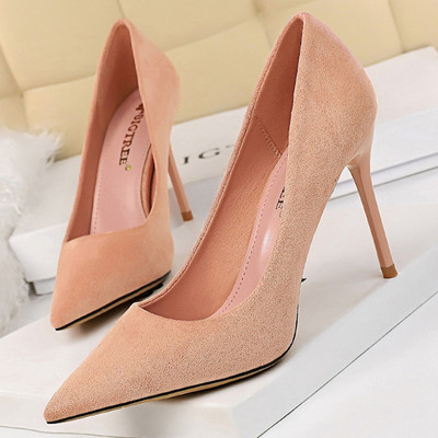 BIGTREE cipele Ženske cipele od brušene kože Nove visoke pete za žene Uredske cipele Modne cipele s visokom potpeticom Ženske osnovne cipele s visokim petama Plus veličina 42 43