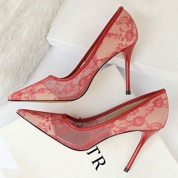 BIGTREE Παπούτσια Mesh Hollow Lace Woman Pumps 2023 Άνοιξη Γυναικείες γόβες Σέξι παπούτσια για πάρτι Λεπτές γόβες στιλέτο Γυναικεία παπούτσια 6 χρώματος