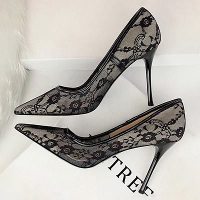 BIGTREE Παπούτσια Mesh Hollow Lace Woman Pumps 2023 Άνοιξη Γυναικείες γόβες Σέξι παπούτσια για πάρτι Λεπτές γόβες στιλέτο Γυναικεία παπούτσια 6 χρώματος