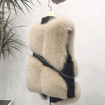 2023 Νέο γούνινο γιλέκο Γυναικείο κοντό παλτό Slim Fit Μόδα Young φθινόπωρο/χειμώνα Ευέλικτο Splice Faux Fox Hair Γιλέκο Γυναικεία μπλουζάκια