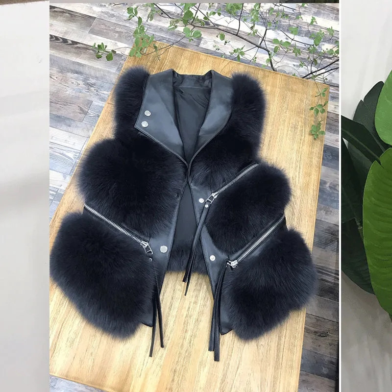 2023-as új szőrmemellény, női rövid kabát, vékony szabású, divatos, fiatalos őszi/téli sokoldalú, műróka szőrmellény, női felsők