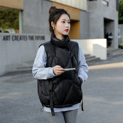 2022. Nova ženska stojeća kragna, kratka, pamučno podstavljena jakna svijetlih boja, ženski zimski prsluk, prsluk, prsluk Chaleco Mujer