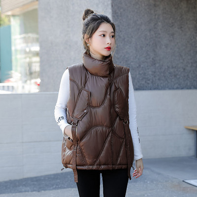 2022. Nova ženska stojeća kragna, kratka, pamučno podstavljena jakna svijetlih boja, ženski zimski prsluk, prsluk, prsluk Chaleco Mujer