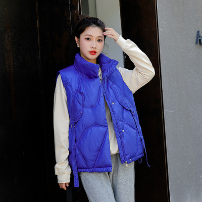 2022. Nova ženska stojeća kragna, kratka, pamučno podstavljena jakna svijetlih boja, ženski zimski prsluk, prsluk, prsluk Chaleco Mujer