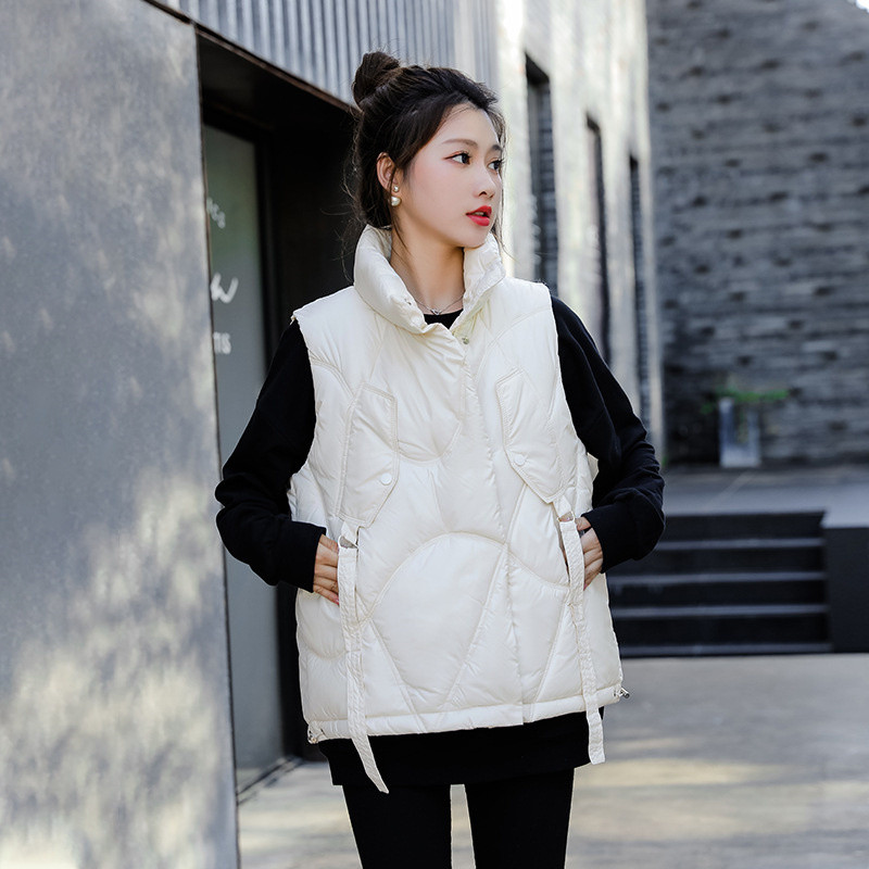 2022. Nova ženska stojeća kragna, kratka, pamučno podstavljena jakna svijetlih boja, ženski zimski prsluk, prsluk, prsluk Chaleco Mujer