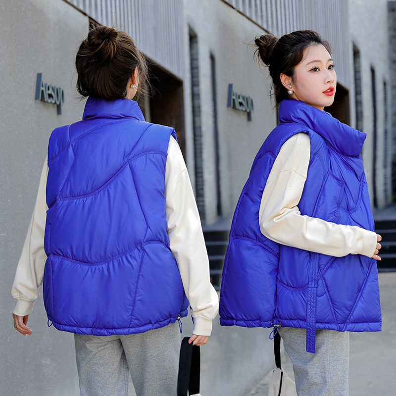 2022. Nova ženska stojeća kragna, kratka, pamučno podstavljena jakna svijetlih boja, ženski zimski prsluk, prsluk, prsluk Chaleco Mujer