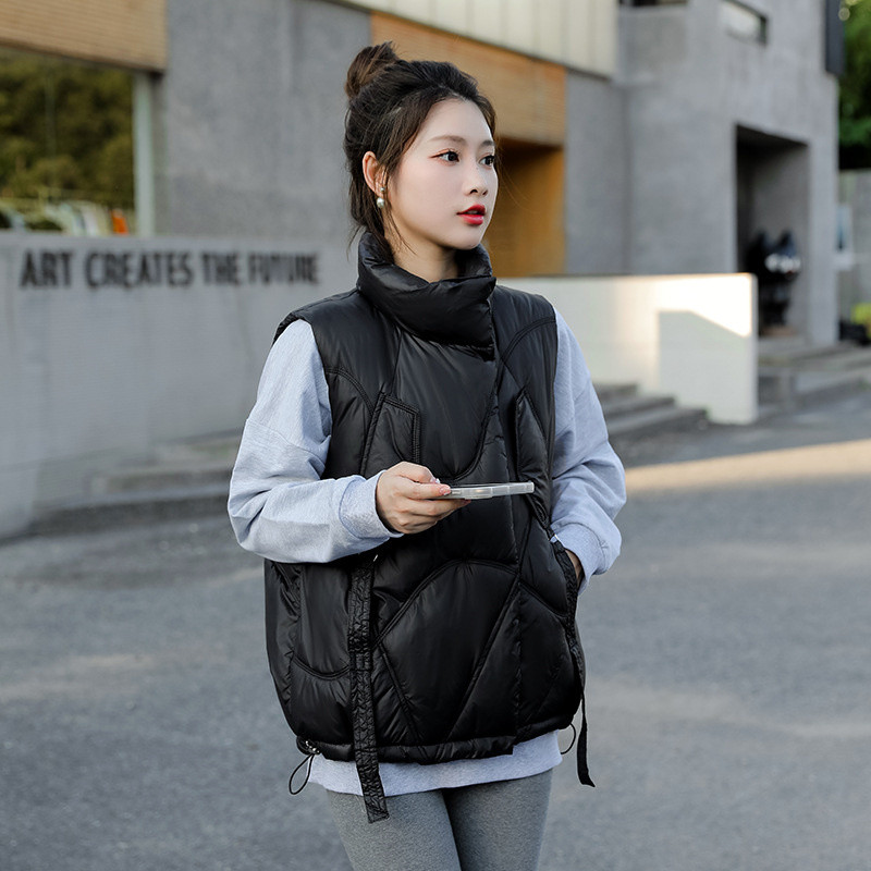 2022. Nova ženska stojeća kragna, kratka, pamučno podstavljena jakna svijetlih boja, ženski zimski prsluk, prsluk, prsluk Chaleco Mujer