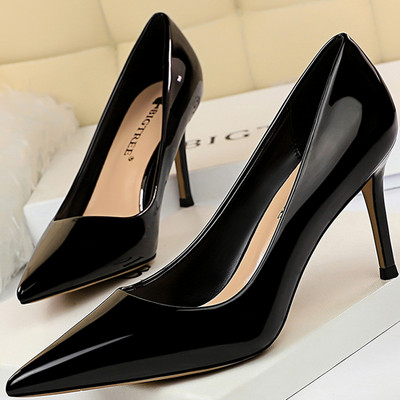 BIGTREE Cipele Sjajna lakirana koža Ženske salonke Profesionalne OL visoke potpetice Ženske cipele na stileto Velika veličina 43 Raznolike pete