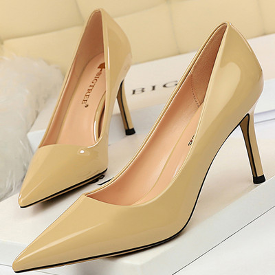 BIGTREE Cipele Sjajna lakirana koža Ženske salonke Profesionalne OL visoke potpetice Ženske cipele na stileto Velika veličina 43 Raznolike pete