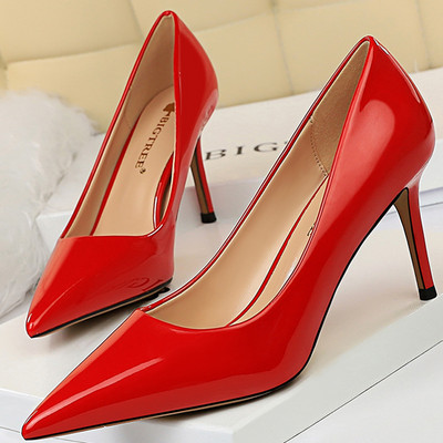 BIGTREE Cipele Sjajna lakirana koža Ženske salonke Profesionalne OL visoke potpetice Ženske cipele na stileto Velika veličina 43 Raznolike pete