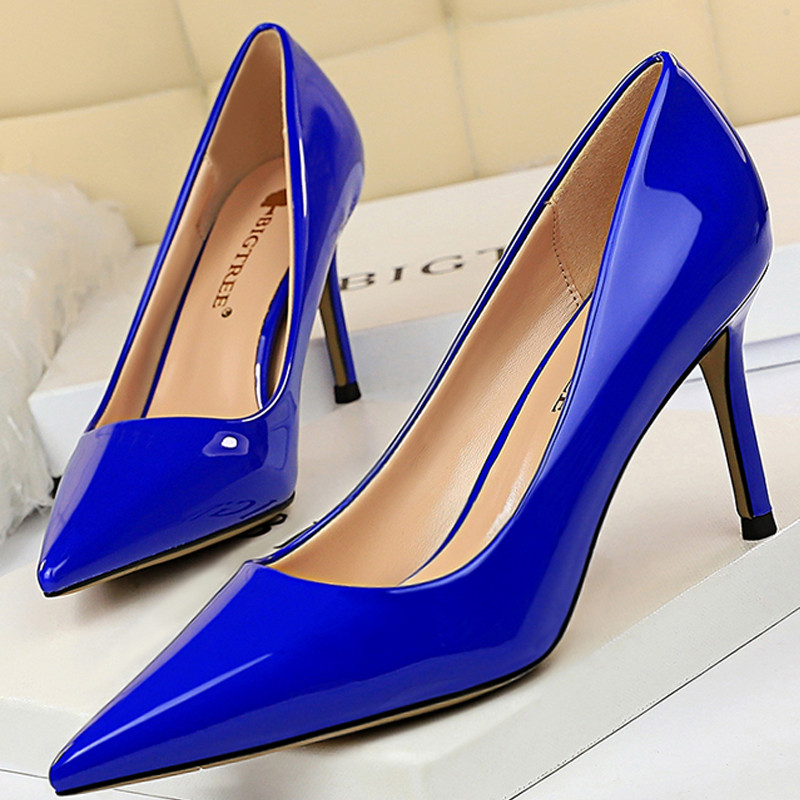 BIGTREE Cipele Sjajna lakirana koža Ženske salonke Profesionalne OL visoke potpetice Ženske cipele na stileto Velika veličina 43 Raznolike pete