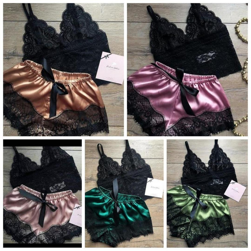 1 set de damă sexy de modă ocazional dantelă lenjerie de dormit lenjerie topuri set de pantaloni scurți pijamale erotic babydoll lenjerie de noapte lenjerie de corp nou