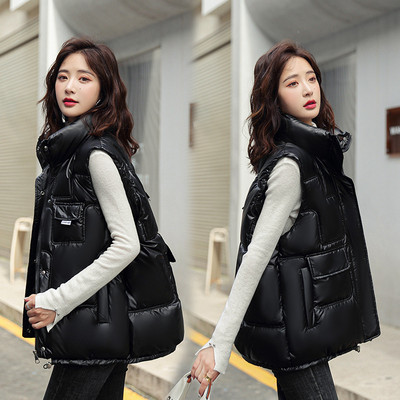 Ženski donji pamučni kaput prsluk 2023. Nova korejska široka vanjska odjeća Prsluk sa stojećim ovratnikom bez rukava Ženski kaput