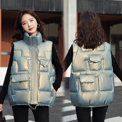 Ženski donji pamučni kaput prsluk 2023. Nova korejska široka vanjska odjeća Prsluk sa stojećim ovratnikom bez rukava Ženski kaput