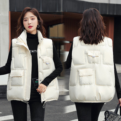 Ženski donji pamučni kaput prsluk 2023. Nova korejska široka vanjska odjeća Prsluk sa stojećim ovratnikom bez rukava Ženski kaput