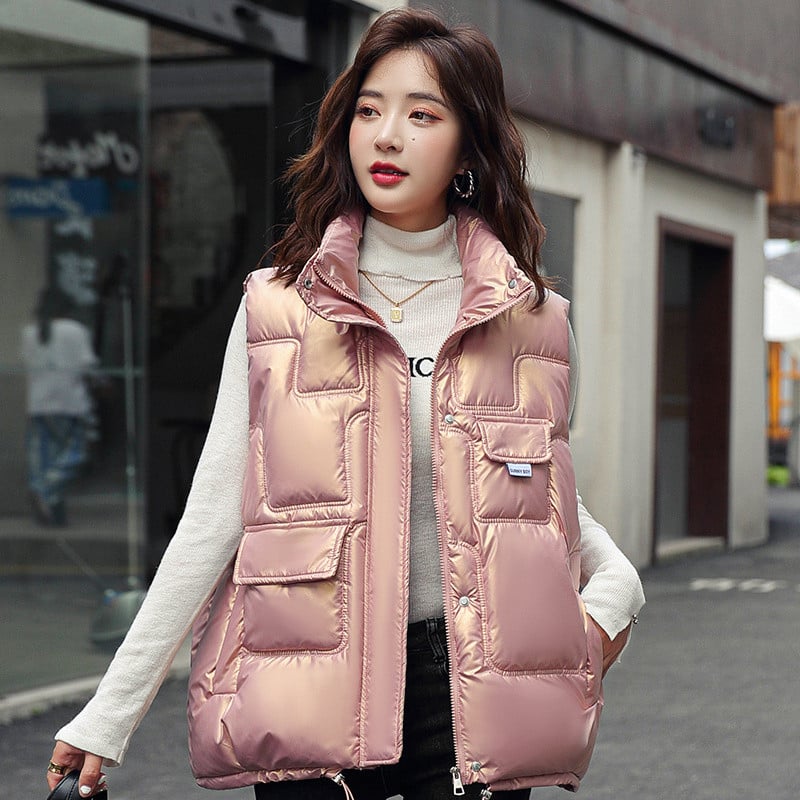 Ženski donji pamučni kaput prsluk 2023. Nova korejska široka vanjska odjeća Prsluk sa stojećim ovratnikom bez rukava Ženski kaput