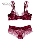 Set de lenjerie de corp transparentă ultra-subțire, sutien floral și chiloți