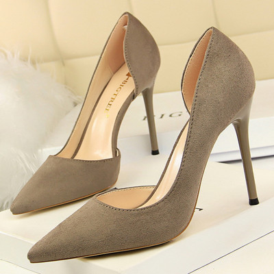 BIGTREE Pantofi din piele intoarsa pantofi femei cu capat ascutit tocuri inalte pantofi sexy de petrecere tocuri stiletto 10,5 cm pantofi femei cu toc inalt clasic