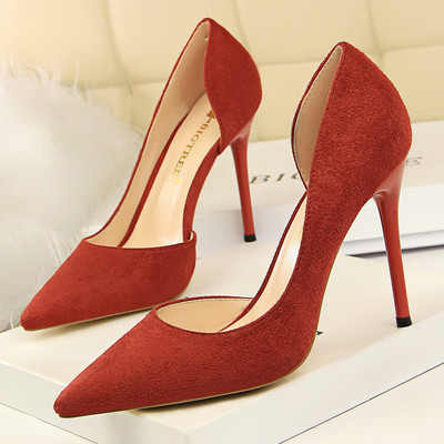 BIGTREE Pantofi din piele intoarsa pantofi femei cu capat ascutit tocuri inalte pantofi sexy de petrecere tocuri stiletto 10,5 cm pantofi femei cu toc inalt clasic