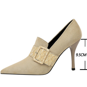 BIGTREE Παπούτσια Serpentine Woman Pumps Ζώνη πόρπη Ψηλοτάκουνα Suede γυναικεία παπούτσια Σέξι γόβες γυναικεία παπούτσια Γυναικεία τακούνι 9,5 cm Υποδήματα