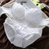 Set de sutien sexy din dantelă de modă la modă Lenjerie de corp Push Up cu decolteu adâncit Sutien de culoare solidă vintage Sutien groase căptușit