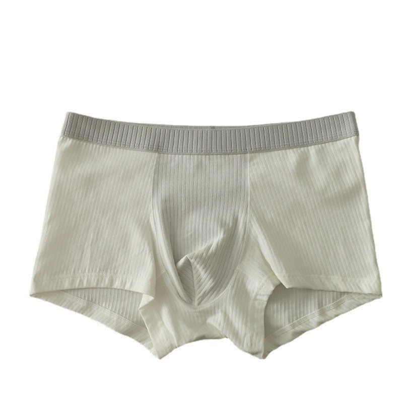 Rebrované jednoduché kontrastné farby nové mäkké pánske spodné prádlo z čistej bavlny, vysoko elastické priedušné módne pohodlné pánske boxerky