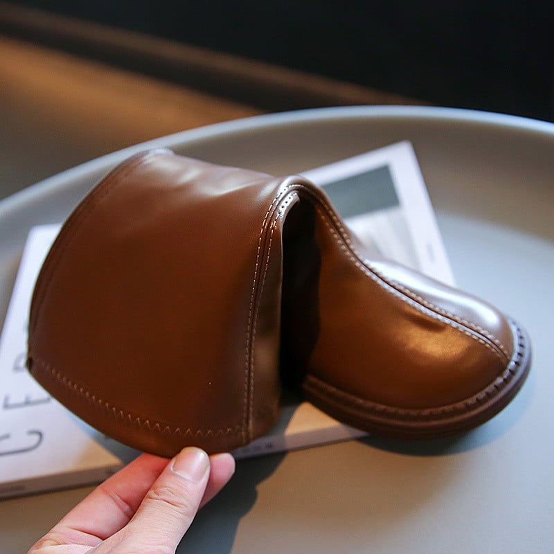 Vaikiški odiniai batai mergaitėms Paprasti klasikiniai madingi batai vaikams iki kelių Medvilninė nugara Užtrauktukas Ilgas Motociklas Žiema Naujas