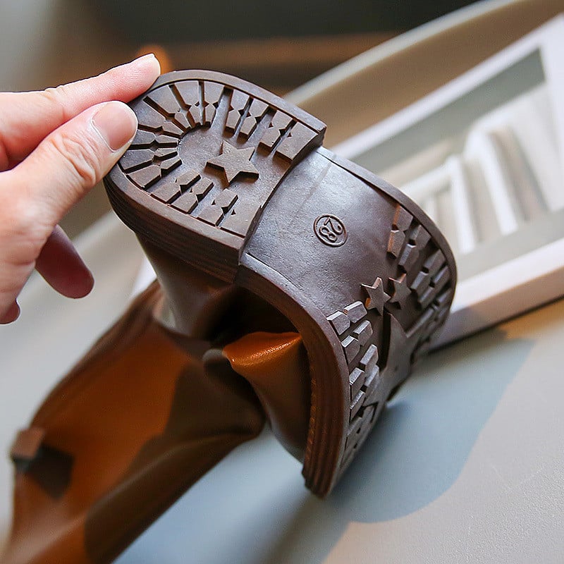 Vaikiški odiniai batai mergaitėms Paprasti klasikiniai madingi batai vaikams iki kelių Medvilninė nugara Užtrauktukas Ilgas Motociklas Žiema Naujas