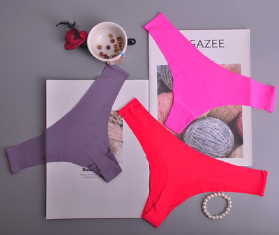 Hot Silk Sexy Femei Thongs G string Chiloți fără sudură Lenjerie de corp feminin Tanga Chiloți Low-Rise Lenjerie Chiloți Intimates 3 buc ac125